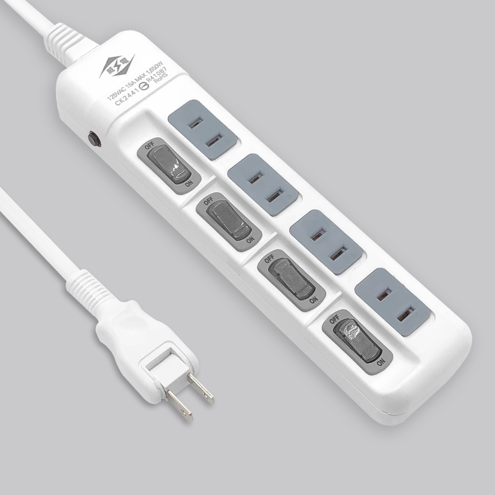 過載斷電4開4座電源延長線