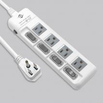 3P 4AC outlets Extension Cord with Cap Slider