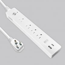 12W USB智慧快充1開4座電源線組