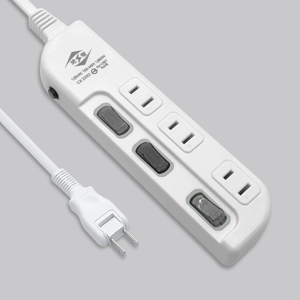 過載斷電3開3座電源延長線